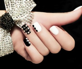 Fashion black and white nail Stock Photo
