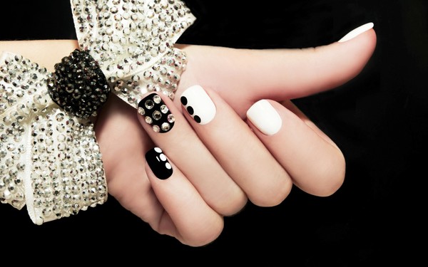 Fashion black and white nail Stock Photo