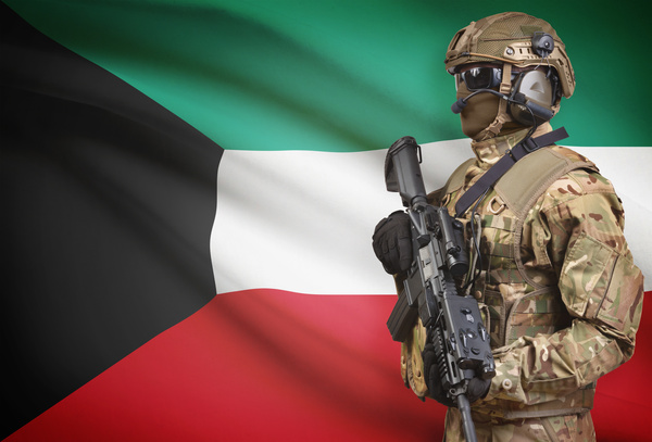 Flag of Kuwait and Armed Soldiers HD picture