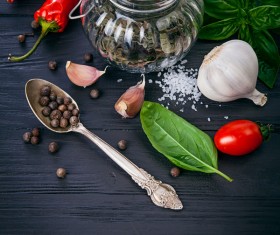 Food spices on black table top HD picture 01