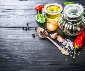Food spices on black table top HD picture 03
