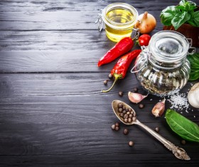 Food spices on black table top HD picture 04