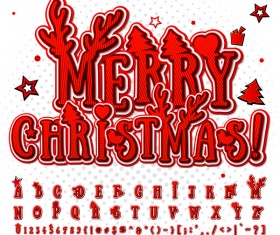 Funny christmas red alphaber with number vector