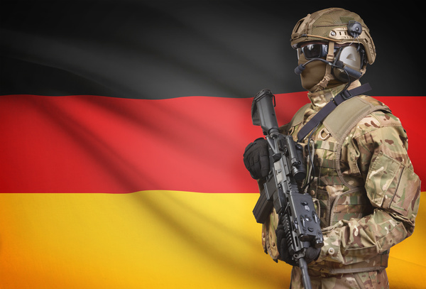 German flag and armed soldiers HD picture