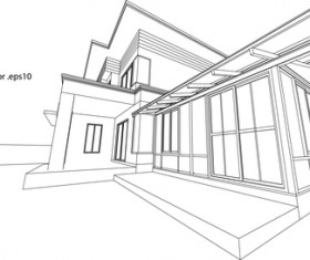 Glass house structure architecture vector illustration 01