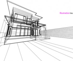 Glass house structure architecture vector illustration 02