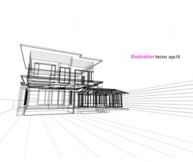Glass house structure architecture vector illustration 03