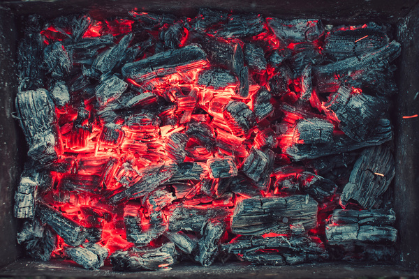 Glowing hot charcoal Stock Photo 02