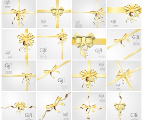 Gold ribbon bow with gift card vector