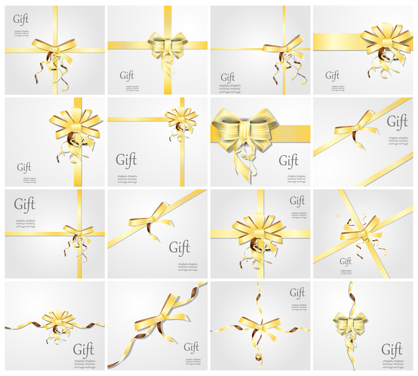 Gold ribbon bow with gift card vector