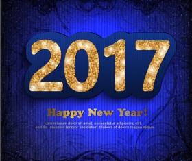Golden 2017 new year design with blue background vector