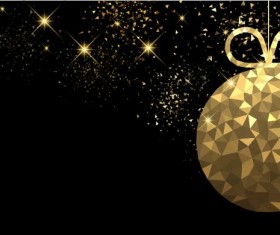 Golden christmas ball with black background vector 02