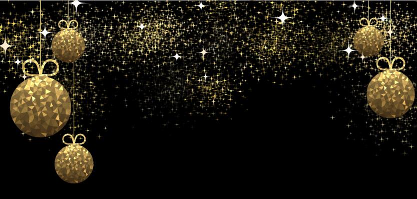 Golden christmas ball with black background vector 03