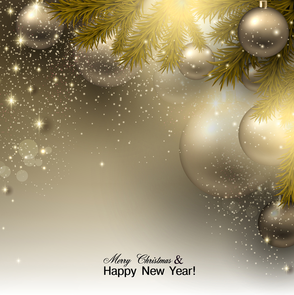 Golden christmas ball with new year greeting card vector