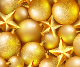Golden christmas ball with star pattern seamless vector