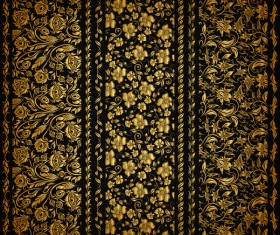 Golden floral decor seamless pattern vector 01