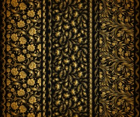 Golden floral decor seamless pattern vector 02