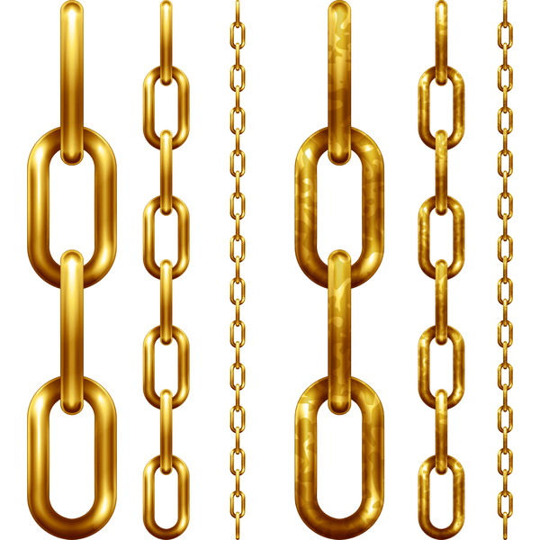 Golden metal chains vector
