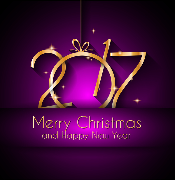 Red christmas ball with 2017 new year background vector