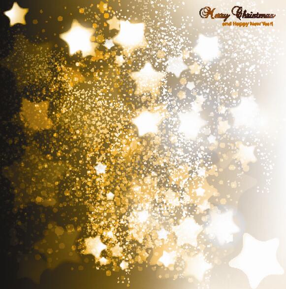 Golden stars with christmas background vector