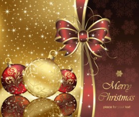 Golden with red luxury chcristmas cards vector 01