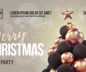 Gray xmas party flyer template with balloon christmas tree vector 02