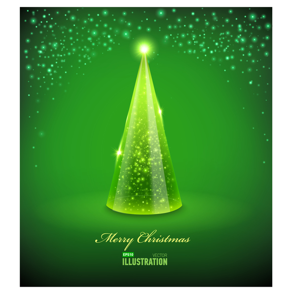 Green crystal christmas tree vectors