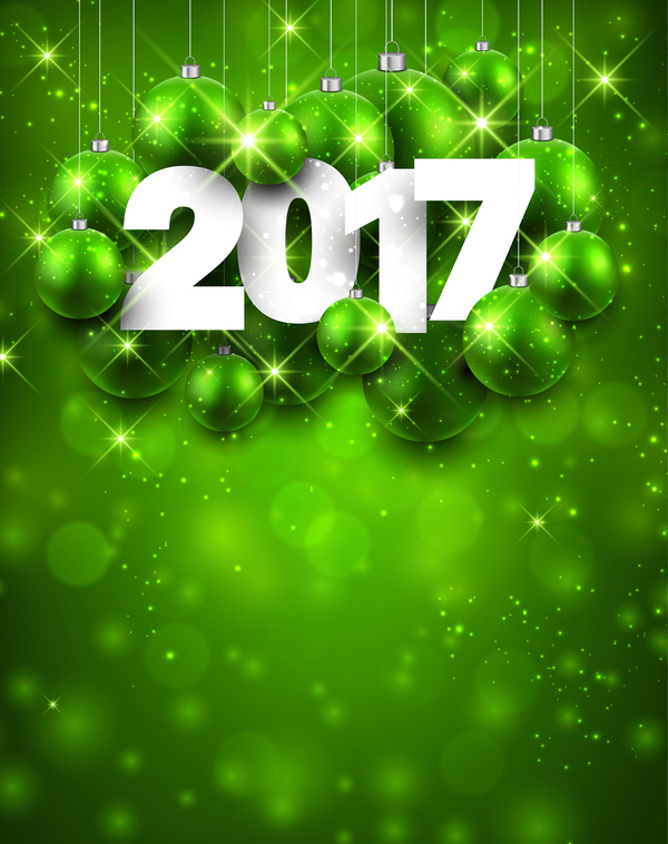 Green styles 2017 new year shining background vector