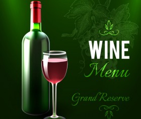 Green styles wine menu vector