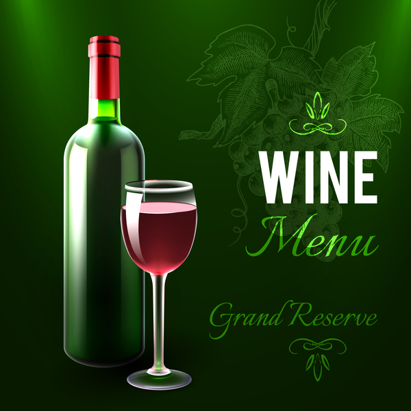 Green styles wine menu vector