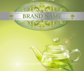 Green tea poster template vector