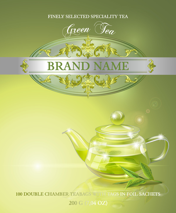 Green tea poster template vector