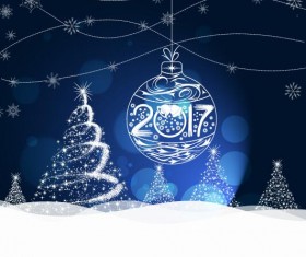 Hand drawn christmas ball with abstract xmas tree vector