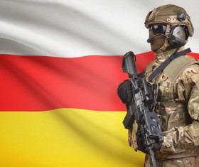 Hand-held machine gun soldier with the flag background HD picture 02