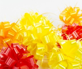 Hand-made yellow-red ribbon ribbon flower HD picture