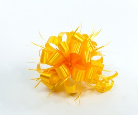 Hand-made yellow ribbon ribbon flower HD picture