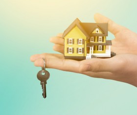 Hand model house key Stock Photo