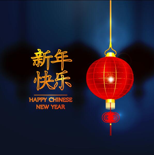 Happy Chinese New Year greeting card with lantern vector 12
