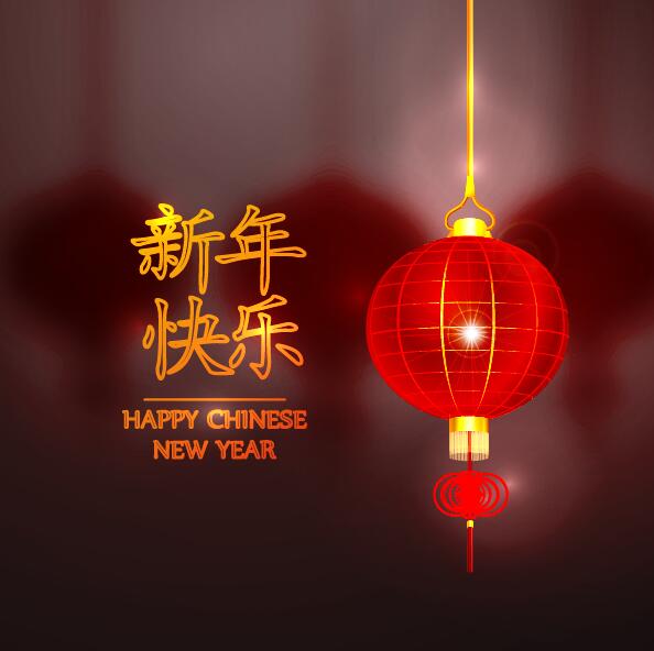 Happy Chinese New Year greeting card with lantern vector 14