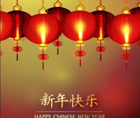 Happy Chinese New Year greeting card with lantern vector 19