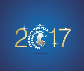 Happy New Year 2017 Christmas ball deer blue vector