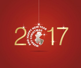 Happy New Year 2017 Christmas ball deer red vector