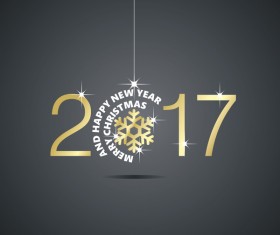 Happy New Year 2017 Christmas ball snowflake black vector