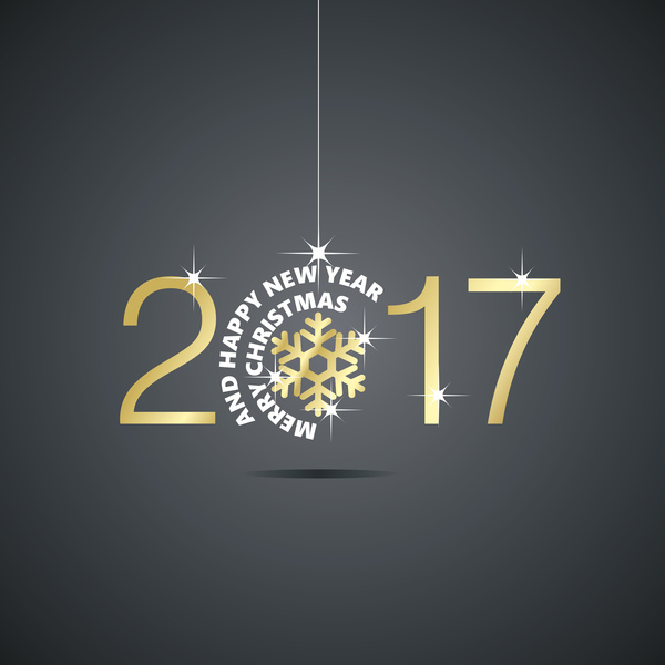 Happy New Year 2017 Christmas ball snowflake black vector