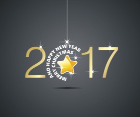 Happy New Year 2017 Christmas ball star black vector