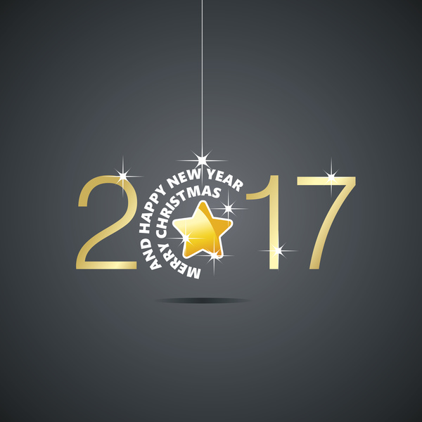 Happy New Year 2017 Christmas ball star black vector