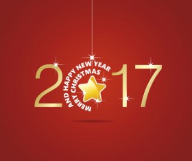 Happy New Year 2017 Christmas ball star red vector