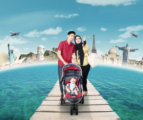 Happy family to travel Stock Photo