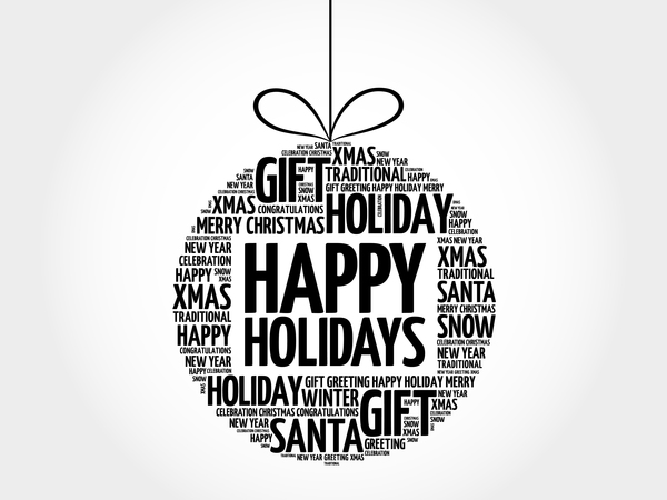 Happy holiday with word cloud christmas ball vector