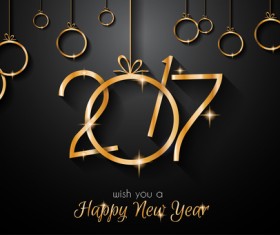 Happy new year 2017 golden vector design 01